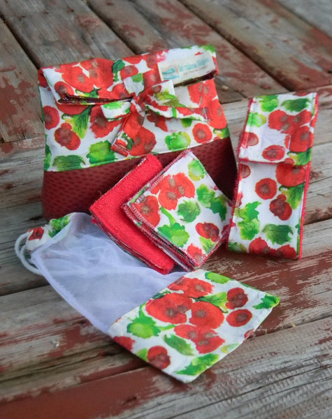 Ensemble beauté coquelicots - tissu exclusif québécois